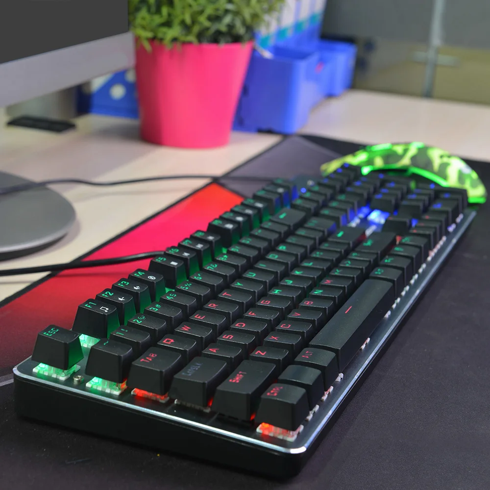 SUNSONNY S-J1 проводной Механическая игровая клавиатура светодиодный Подсветка 104