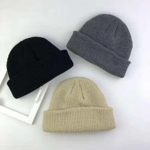 Мужская и женская шапка унисекс теплая вязаная зимняя Лыжная Шапка в рубчик