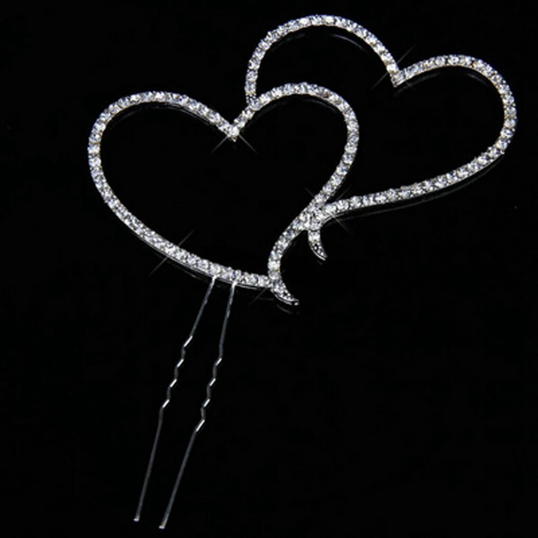 Silver Heart Cake Topper Wedding Anniversary Happy Birthday Valentine's Day Rhinestone Cutlery Decoration | Дом и сад