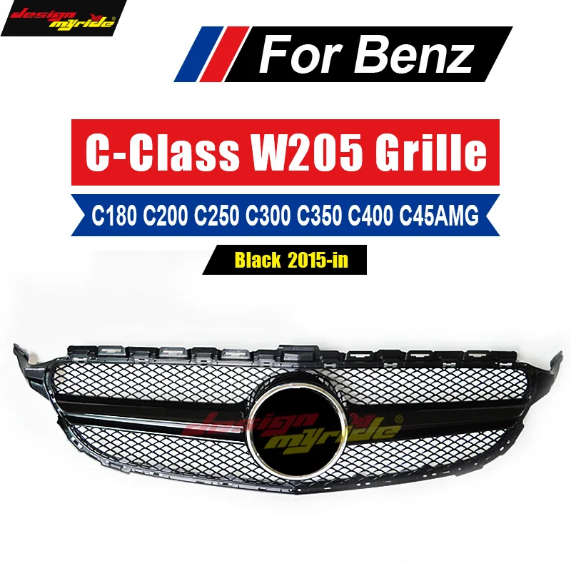 Для Mercedes C Class W205 C205 S205 Спортивная Передняя решетка гриль C63 стиль C180 C200 C250 C300 C400