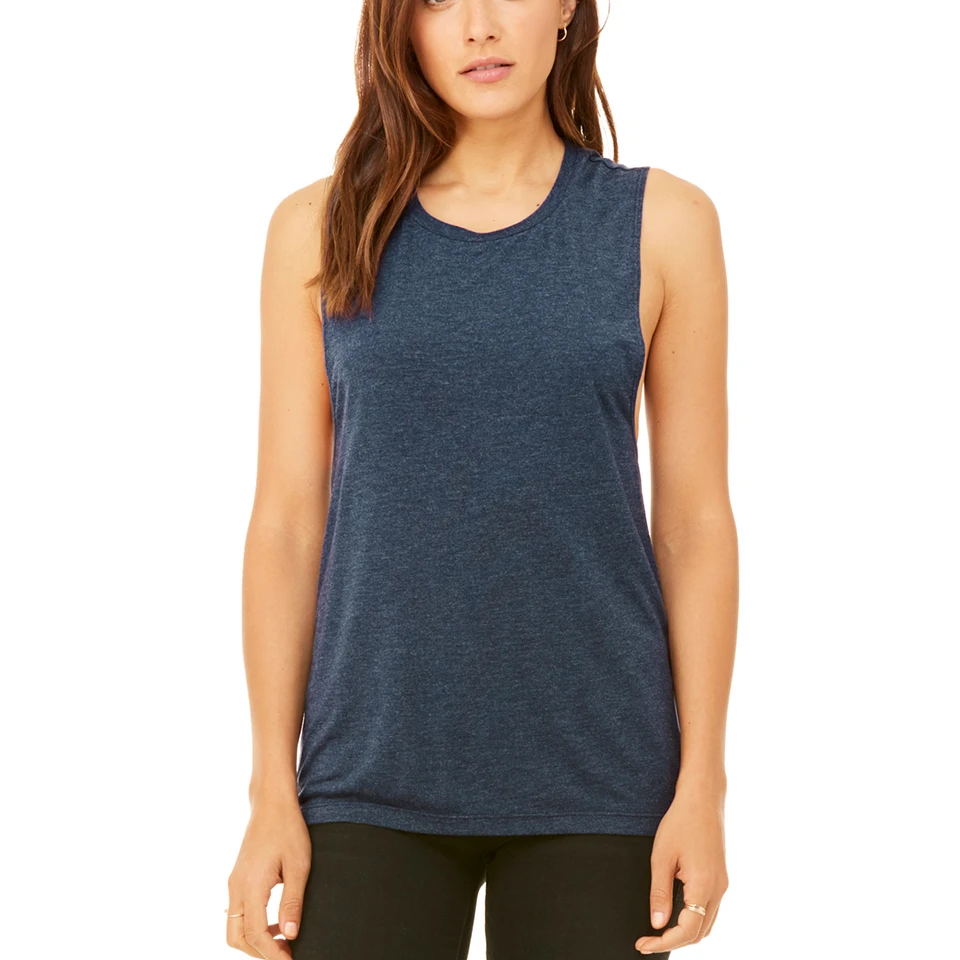 Белла плюс холст B8803 Heather Navy 2X женские струящейся Scoop Muscle Tank темно 2X| |