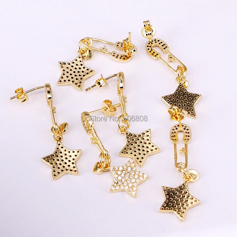 4 пары прозрачные ювелирные украшения для сережек с фианитами Позолоченные