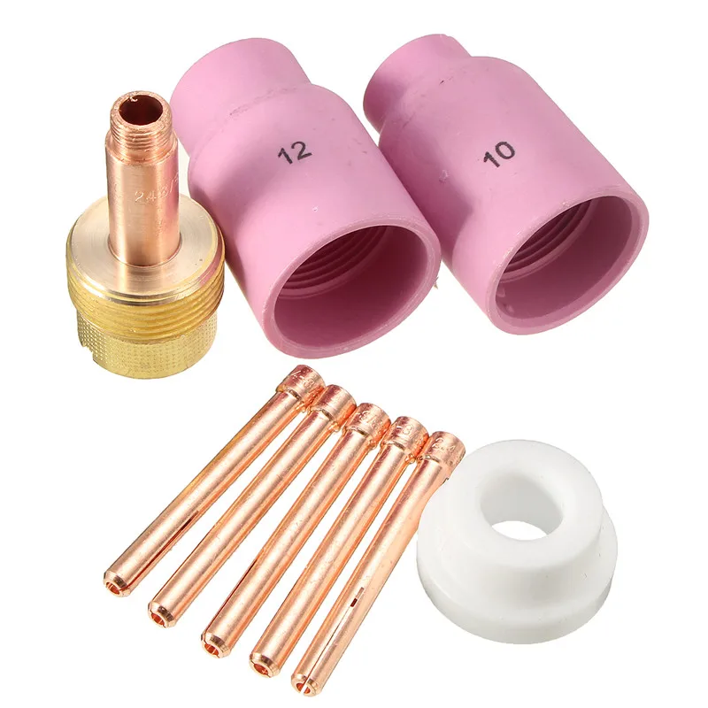 Комплект газовых линз и стаканов из алюминия для сварки TIG фонарь PTA DB SR WP 17 18 26
