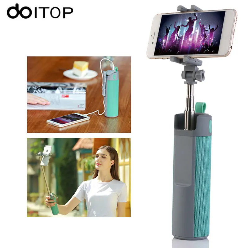 DOITOP портативный уличный Bluetooth динамик с селфи палкой + внешний аккумулятор мини