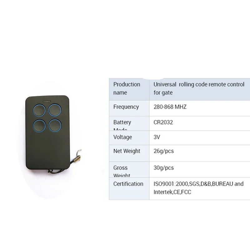 4-кнопочный Универсальный ворота и гаражные пульт дистанционного управления с