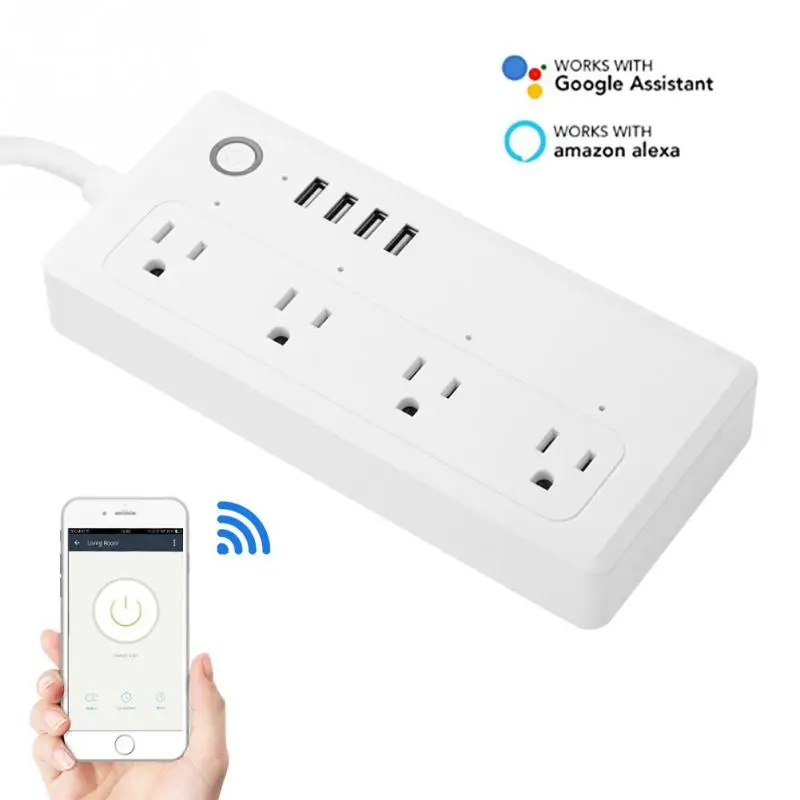 Горячая Распродажа WiFi умная розетка 4 Порты USB гнездо Мощность полосы