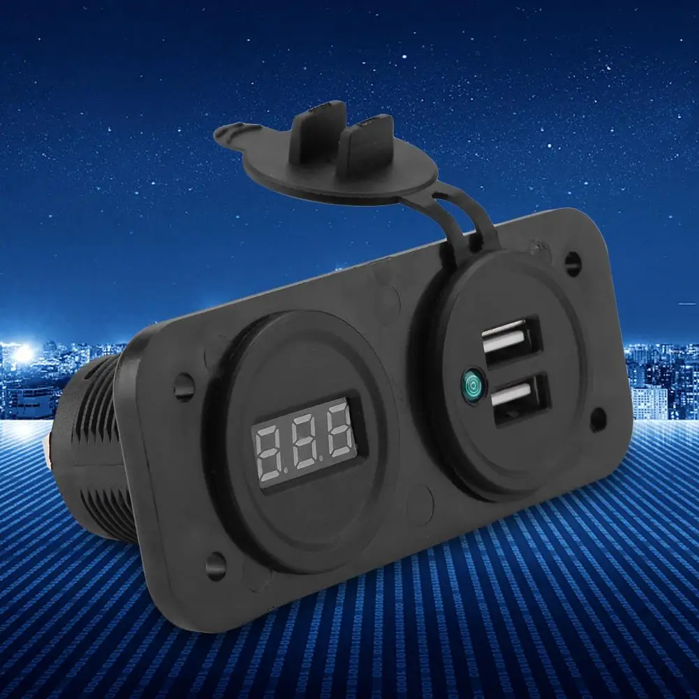 Топ цифровой автомобильный жидкокристаллический вольтметр USB двойной порт