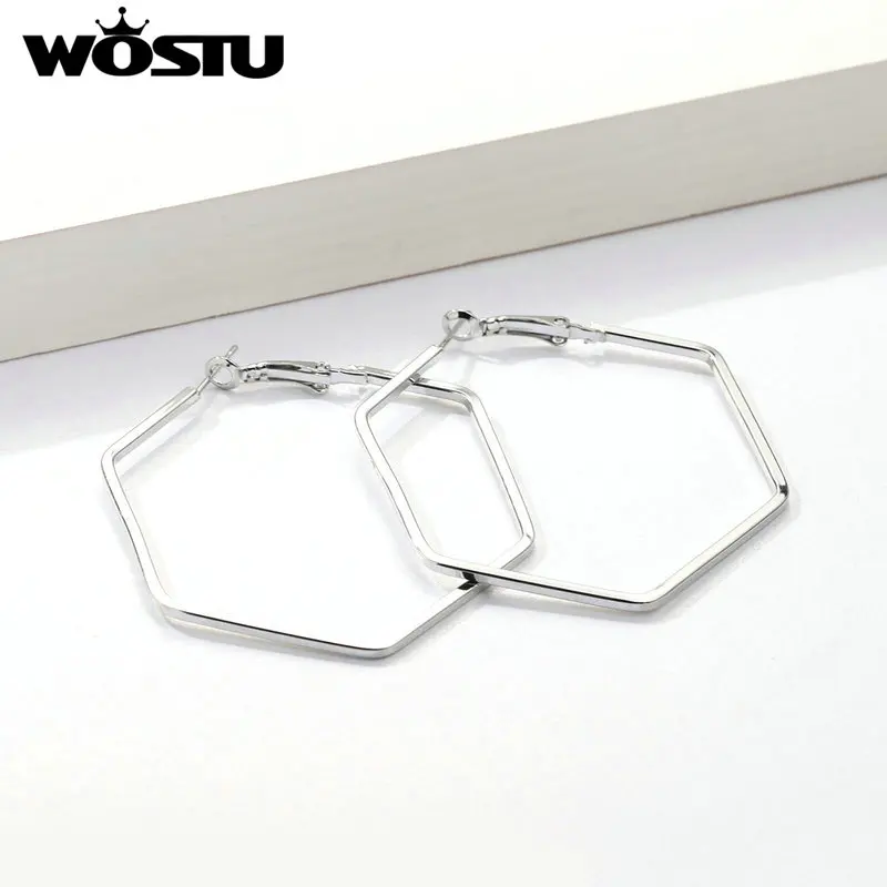 Женские серьги с шестигранной подвеской WOSTU свадебные ювелирные изделия в