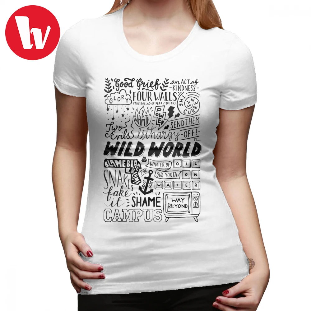 

Off The Wall T-Shirt WILD WORLD SONG TITLES LIGHT T Shirt Summer Plus Size Women tshirt Simple Short-Sleeve Ladies Tee Shirt