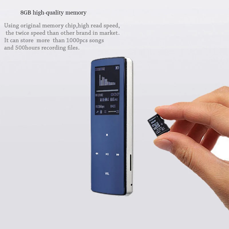 ONN 8G Bluetooth MP3 мини аудиоплеер Hi Fi плеер с наушник шагомер Запись изображение FM TF