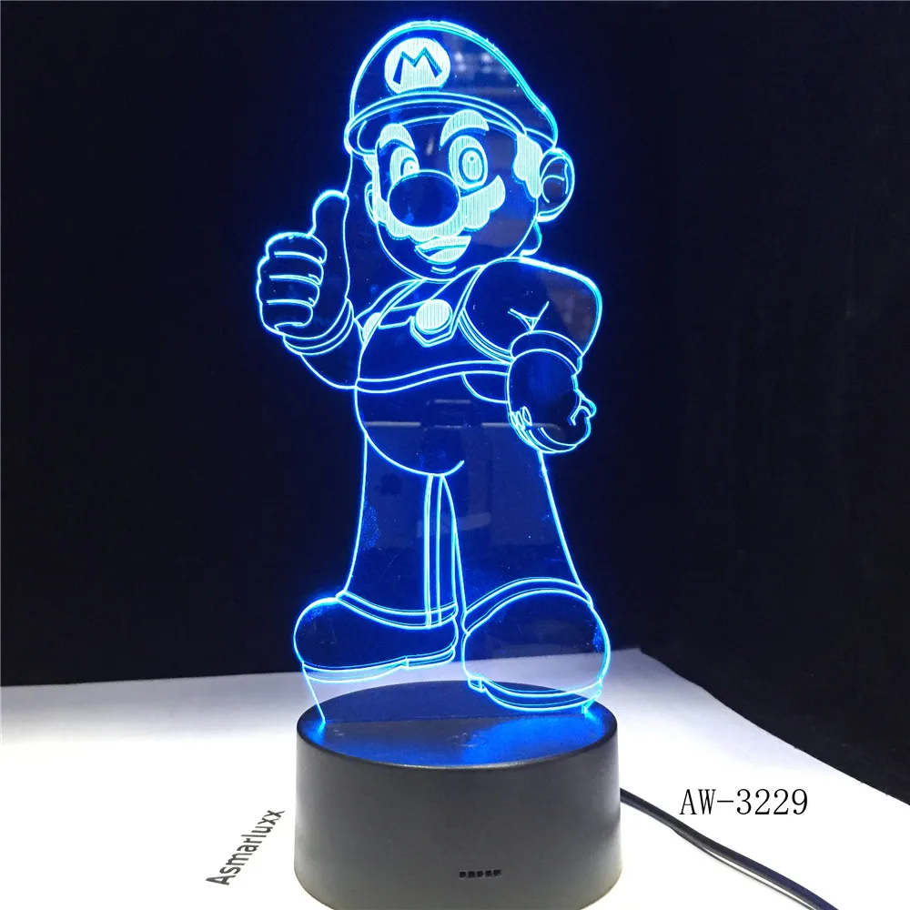 Светодиодный 3d светильник в стиле Марио usb настольная лампа меняющая цвет