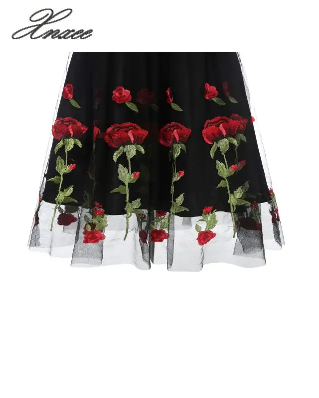 Винтажное платье с цветочной 3d вышивкой кружевное ТРАПЕЦИЕВИДНОЕ ПЛАТЬЕ до