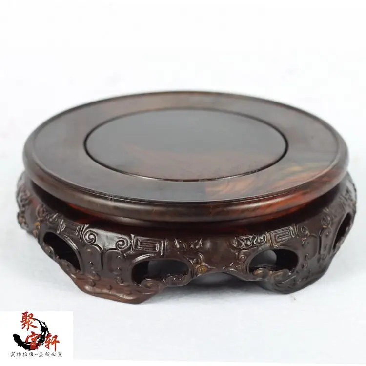 

Red rosewood carving handicraft annatto circular base of real wood of Buddha stone vases, furnishing articles