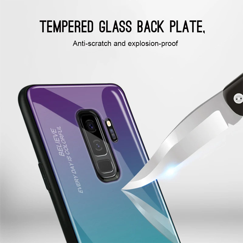 Phone Case For Samsung S8 Plus Note 8 9 Luxury Silicon Tempered Glass Back Cover S9 A5 A7 2017 A8 J4 J6 J8 2018 |