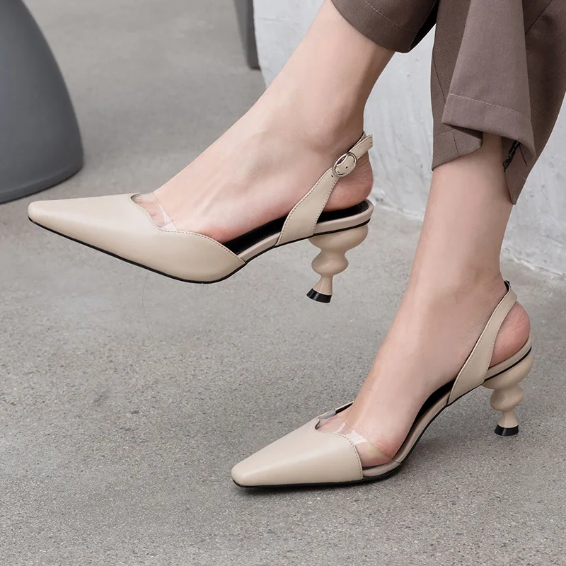 

Moraima Snc 2019 Fashion Woman Summer Single Shoes Strange Heels Concise Solid Black/apricot/white Pointed Toe Lady Pumps