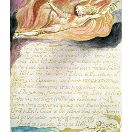 Свадьба неба и Ада как новое небо начато c.1790 плакат печать Уильямом Блейком (18x24) |