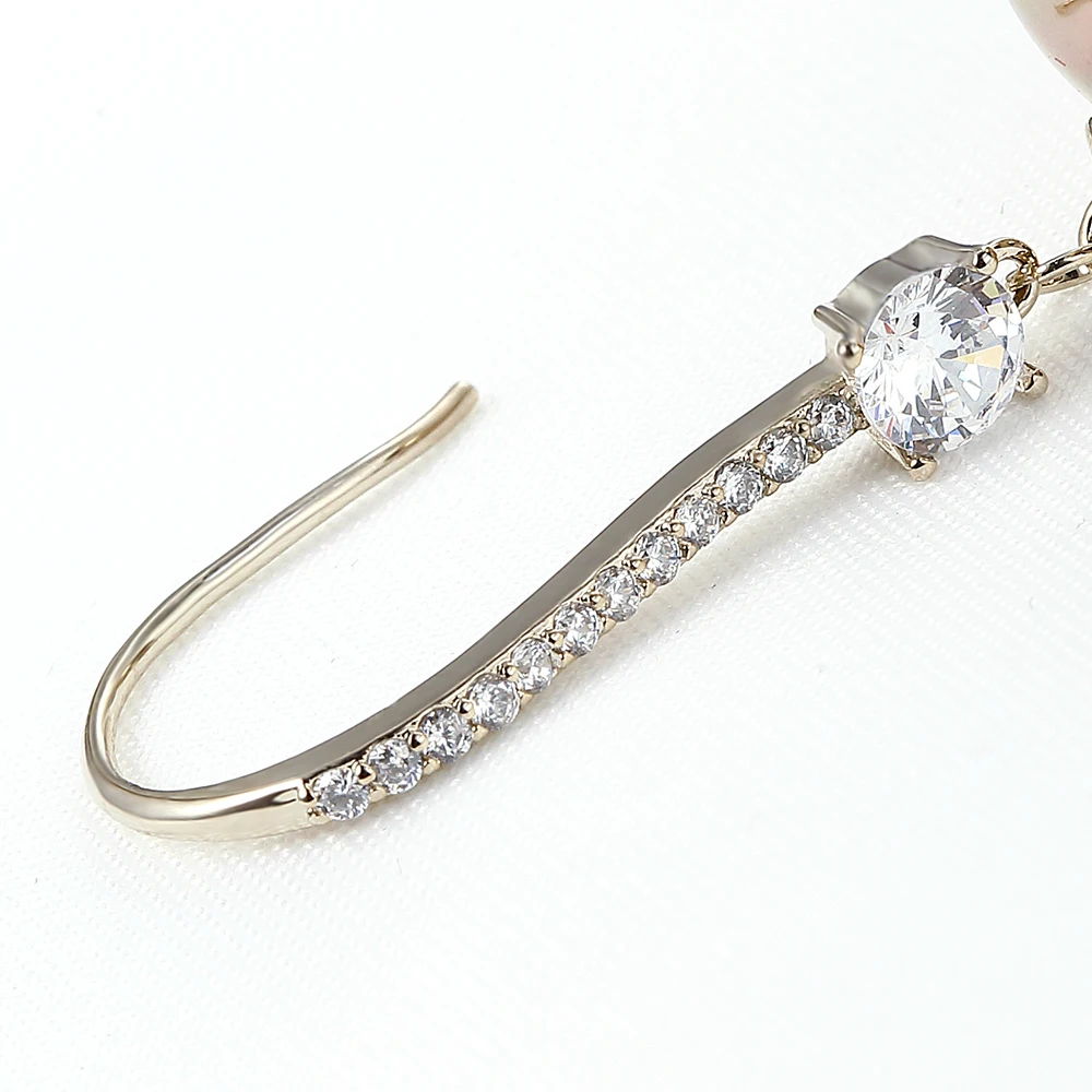 Женские длинные висячие серьги AIDIALA с жемчугом и фианитом AAA + цвета шампанского