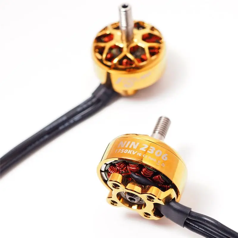 Бесщеточный мотор FLYWOO NIN N2306 2 6S FPV 1750/2450/2750KV золотистого/серебристого цвета для