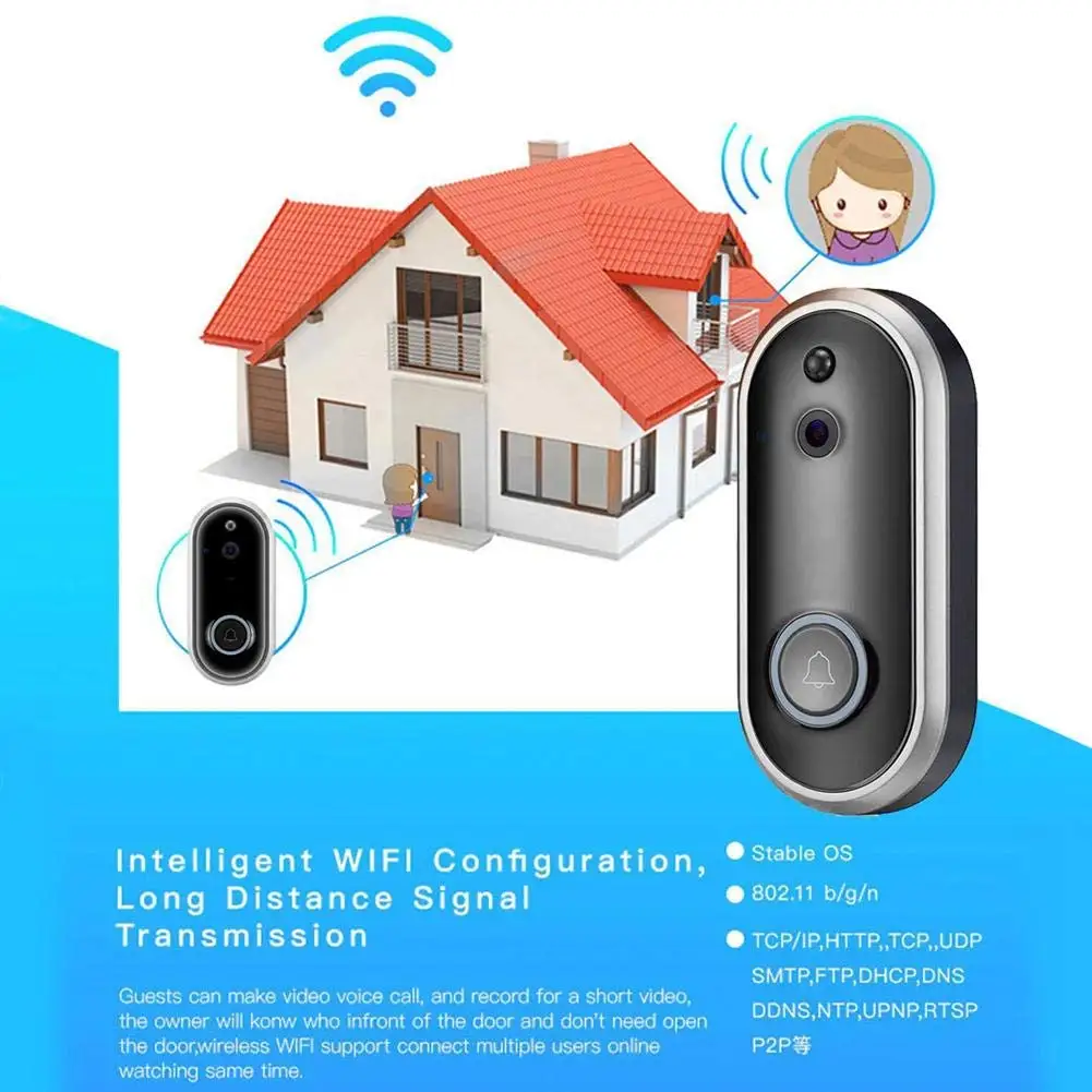 Беспроводной видео дверной звонок 720 HD WiFi камера безопасности в режиме реального
