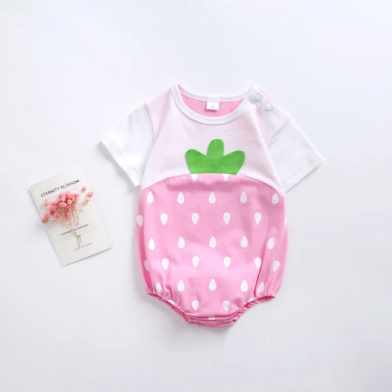 Summer Cool Baby Fruits Costumes Short Sleeved Rompers Strawberry/Banana/Pineapple/Watermelon Triangle Jumpsuits Cotton Clothing | Детская