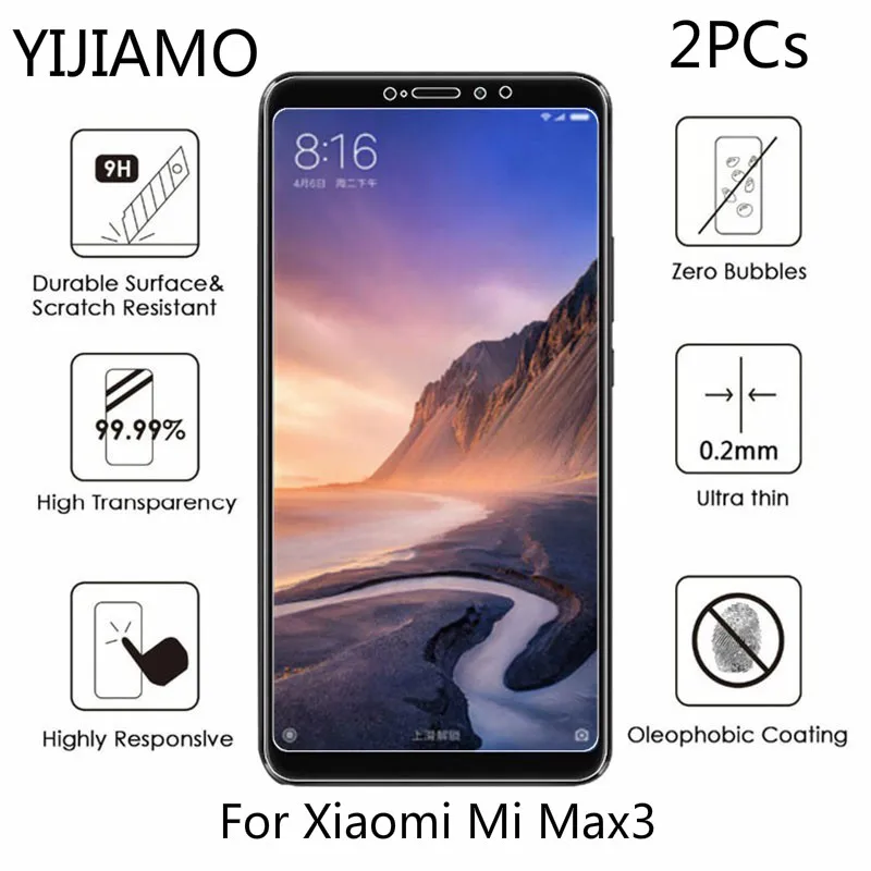 Защитное стекло для Xiaomi Mi Max 3 9H 2 шт. | Мобильные телефоны и аксессуары