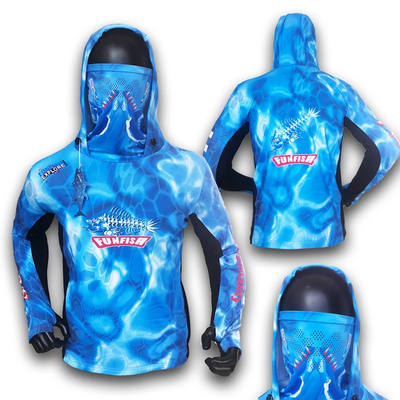 2019 Новая летняя одежда для рыбалки с кепкой длинным рукавом Быстросохнущий