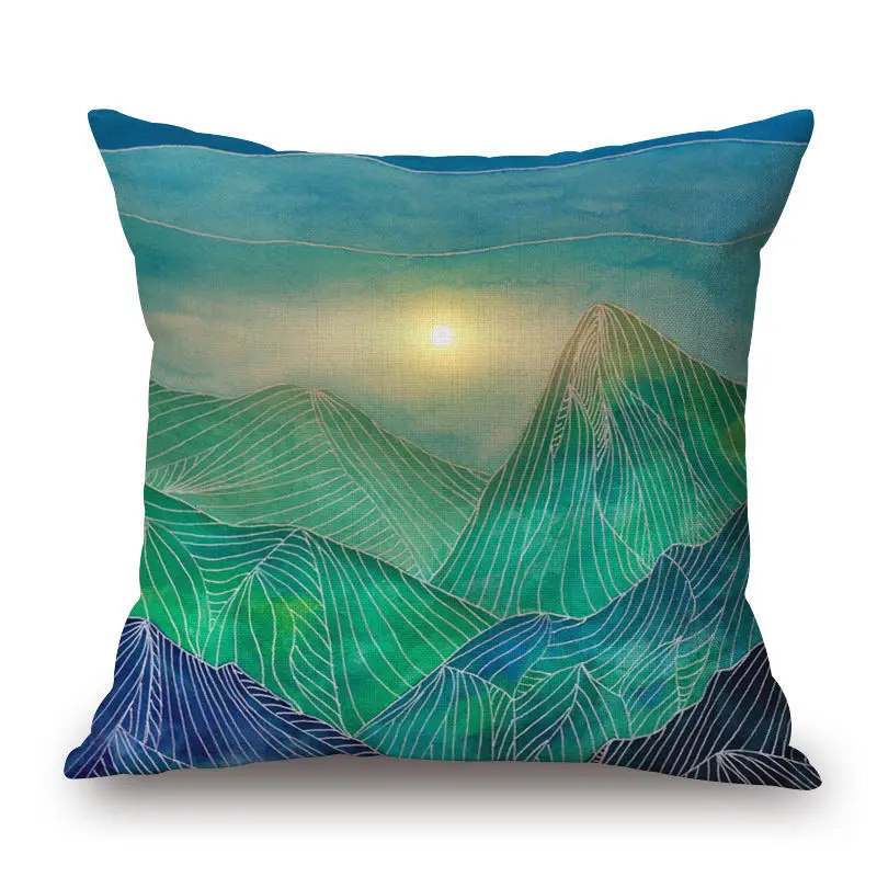 18x18 Home Cotton Linen Waist Cushion Pillw Case Cover Mountain Soft Room Gifts Single Sides Printing | Дом и сад