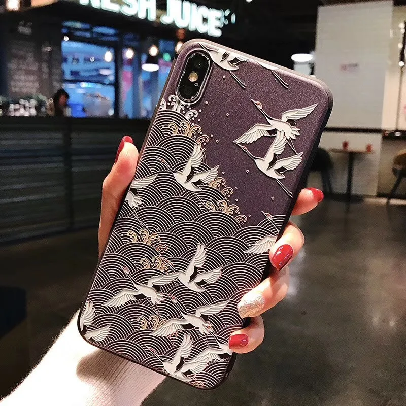 Lovebay мягкий китайский стиль кран мобильный телефон оболочки для IPhone 6 6s 7 8 Plus 5 5S SE XS