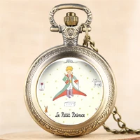 hot sale the little prince theme quartz pocket watch vintage cute children pendant clock analog display with 80cm necklace chain