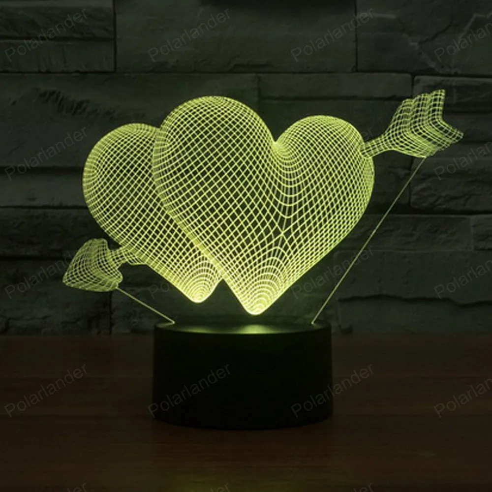 Visual lamps acrylic gift touch led lamp dimensional lights illusion Arrow through the heart of colorful LED | Автомобили и