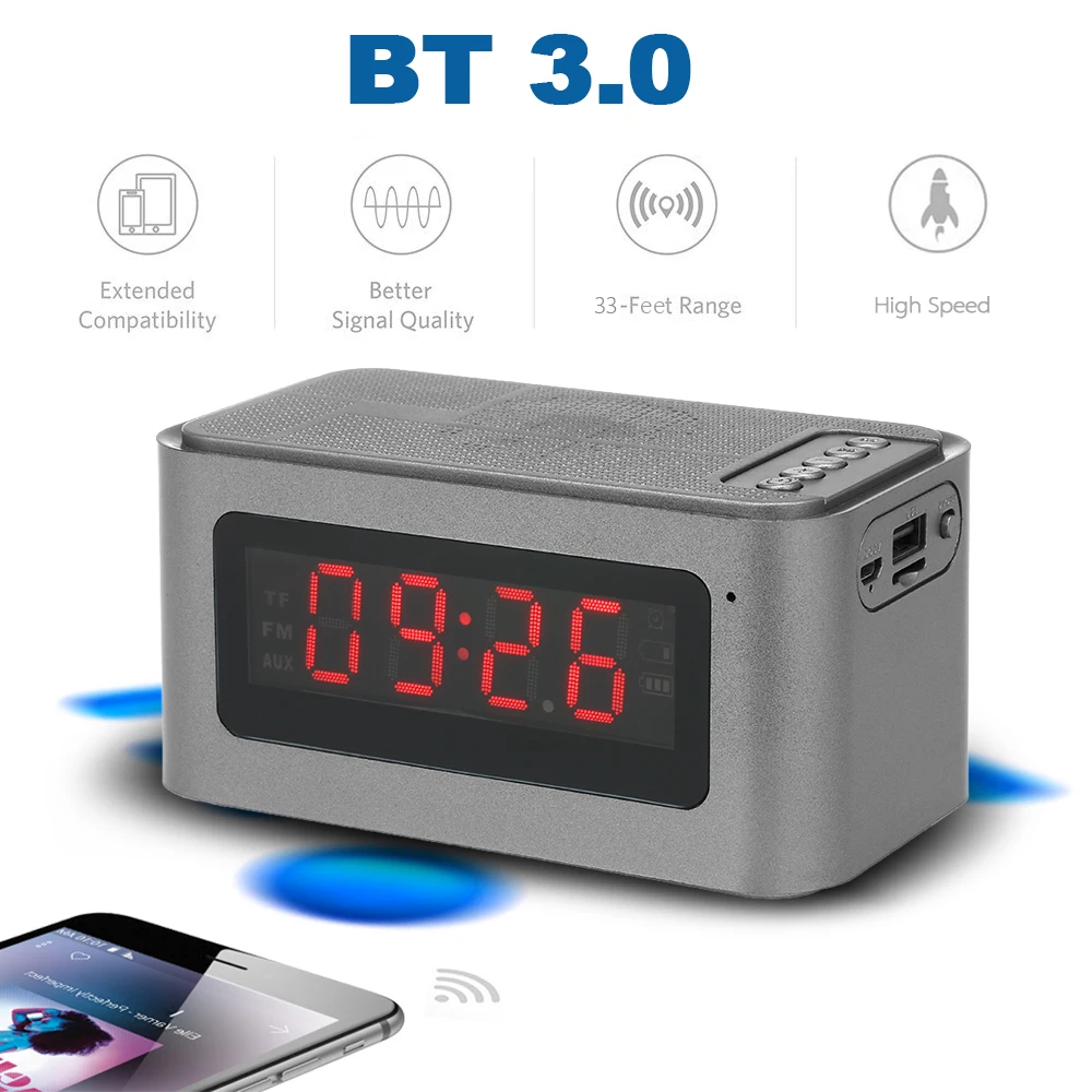Настольный мини Bluetooth-динамик с будильником FM-радио MP3 музыкальный плеер TF карта