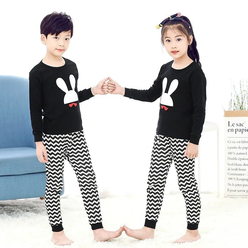 2019 Autumn And Winter Long-sleeved Trousers Boys Girls Pajamas Cotton Thin Section Set Baby Air Conditioning Service |