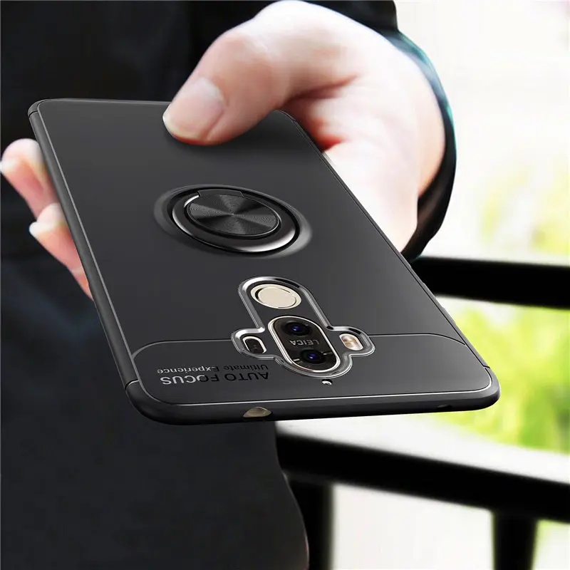 

Huawei Mate 9 Pro Case Mate9Pro Cover Colored Soft Silicone Cover for Huawei Mate 9 Pro Magnetic Car Holder Ring TPU Cases