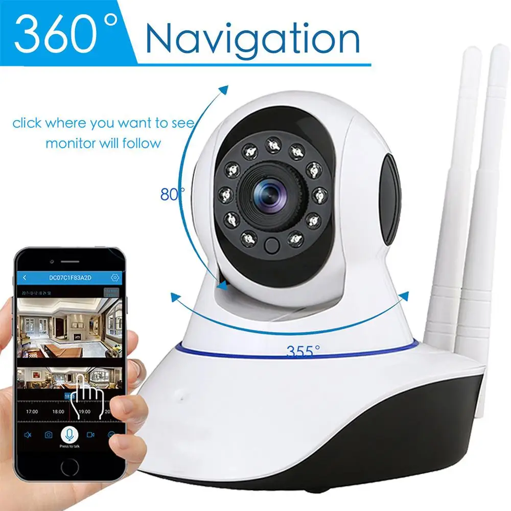 EastVita Беспроводная IP-камера 1080P PTZ Dome двусторонняя аудио Пан Tilt ИК Night Vision Wifi 3D навигация включена