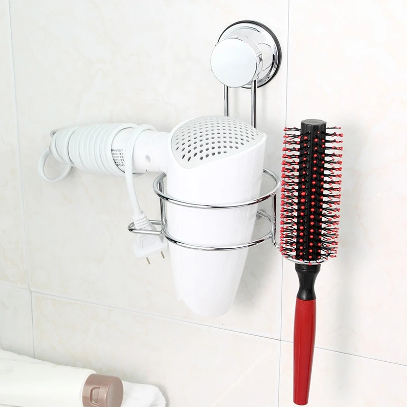 Hair Dryer Holders Bathroom Wall Shelf Stainless Steel Storage Racks Strong Suction Cup Not Drilling Organizer Hairdryer Rack | Дом и сад