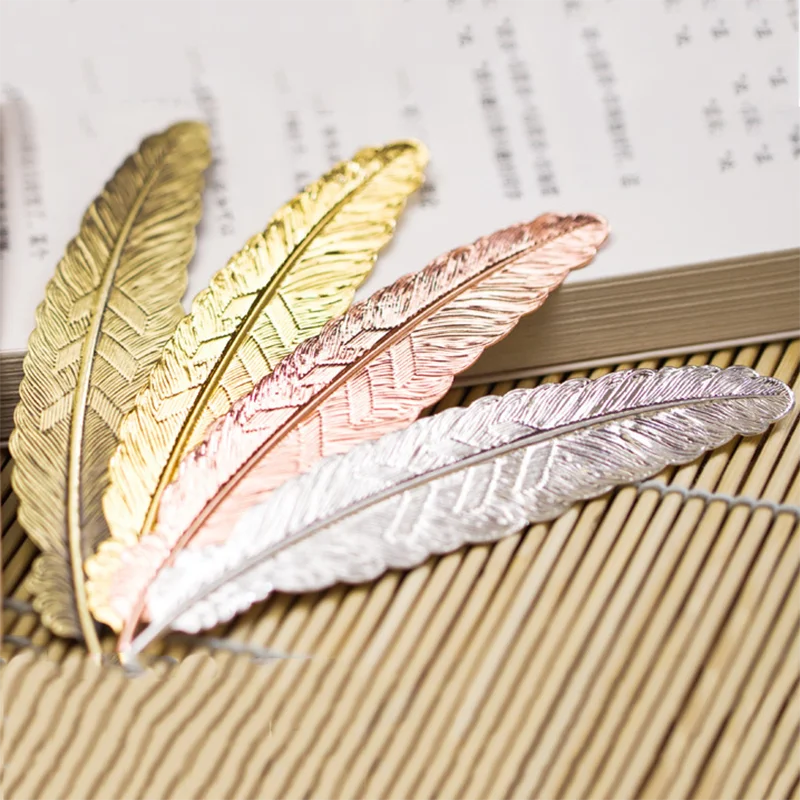 1pc Gift Metal Silver Plated Feather Bookmarks Beautiful BookMarks for Book w16 Student Supply Kidss Creative Cute |