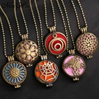 Ожерелье с ароматическим диффузором, Открытый Винтажный античный бронзовый медальон, подвеска для духов, эфирного масла, Женский медальон для ароматерапии