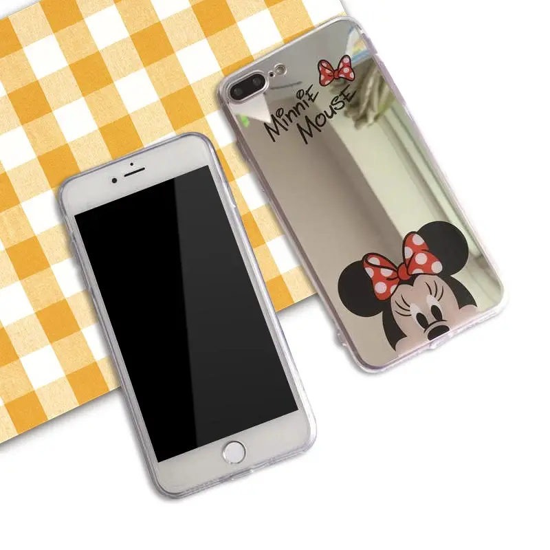 Чехол для телефона iPhone 7 6S 6 5 8 плюс Slim Silicone мультяшное Зеркало Полный Защитная