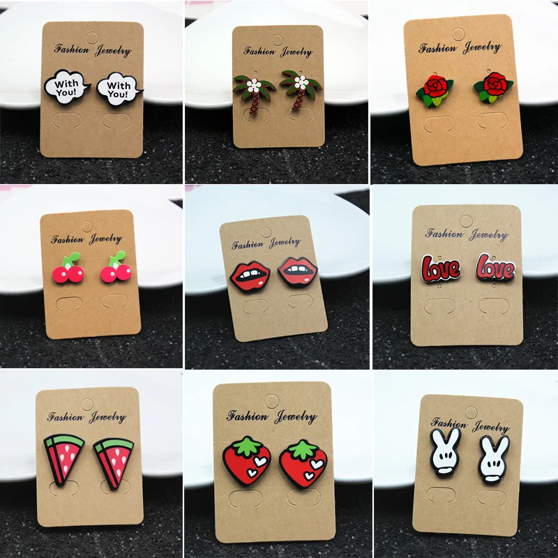 Cute Cartoon Stud Earrings Lovely Cherry Flower Strawberry Lip For Women Girl Gift Wholesale JN0211 | Украшения и аксессуары