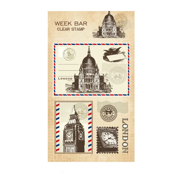 Clear Stamp London Postcard Airmail Stamps Craft Transparent Silicone For DIY Scrapbooking Decor Tools Card Making | Канцтовары для