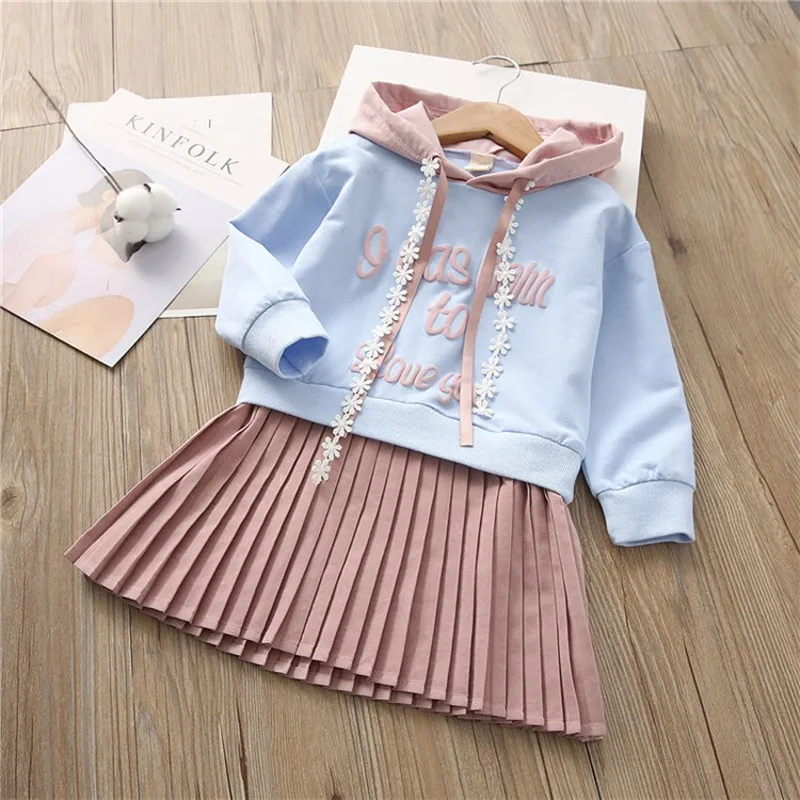 

2019 new autumn children's clothing children's letter dress small children's sweater dress girls hooded long sleeved 3~8T