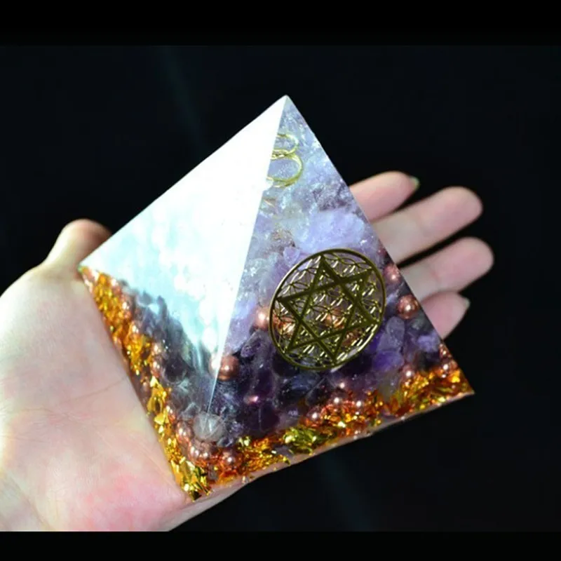 Orgonite Energy Rune Amethyst Pyramid Augen Auger Energy Converter Home Decoration Resin Decorative Craft Jewelry