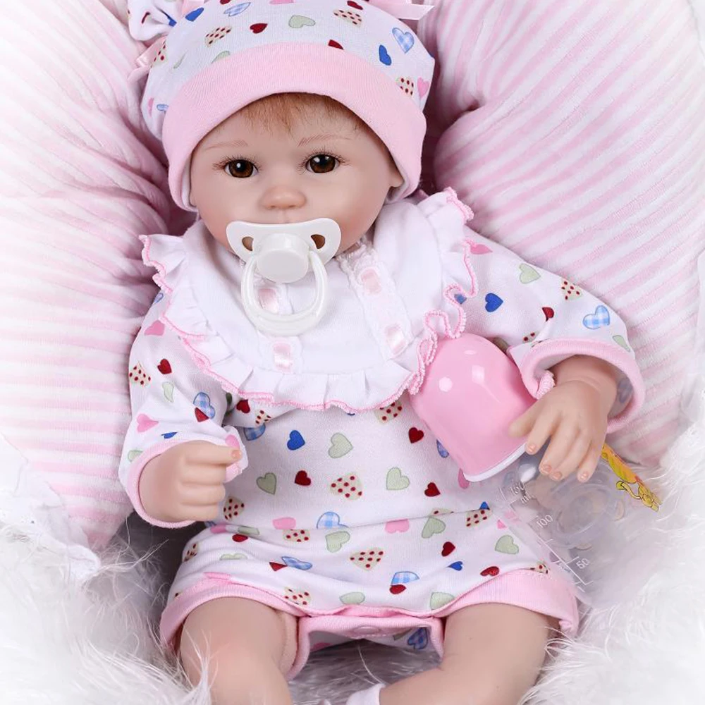 40 см Reborn Baby Doll ручной работы для маленьких девочек Мягкая Силиконовая пустышка