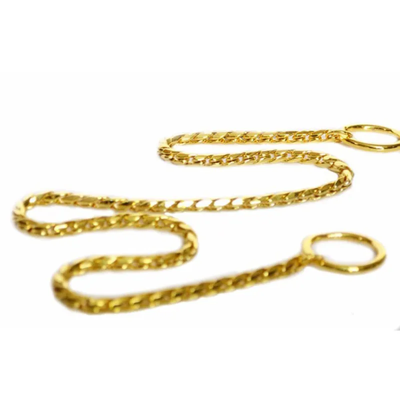 1pc Pet Dog Training Collar Metal Leash Leads Golden Silver Choke Chain Snake Slip Material Copper |