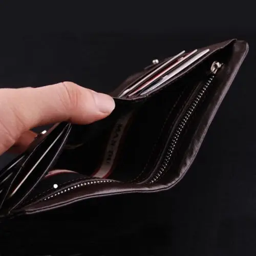 

Luxury Men Genuine Leather Trifold Wallet Quality Money Cash Credit Card Purse Storage Bags