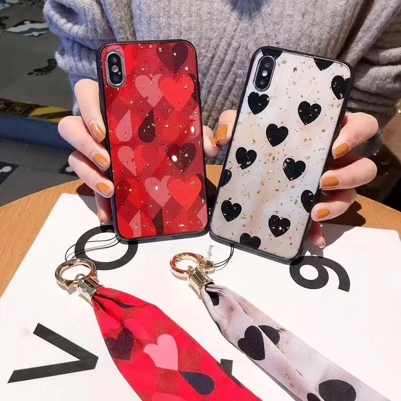 Ins стильные сердца карамельный для iPhone11 Xsmax ремень из золотой фольги ремешок