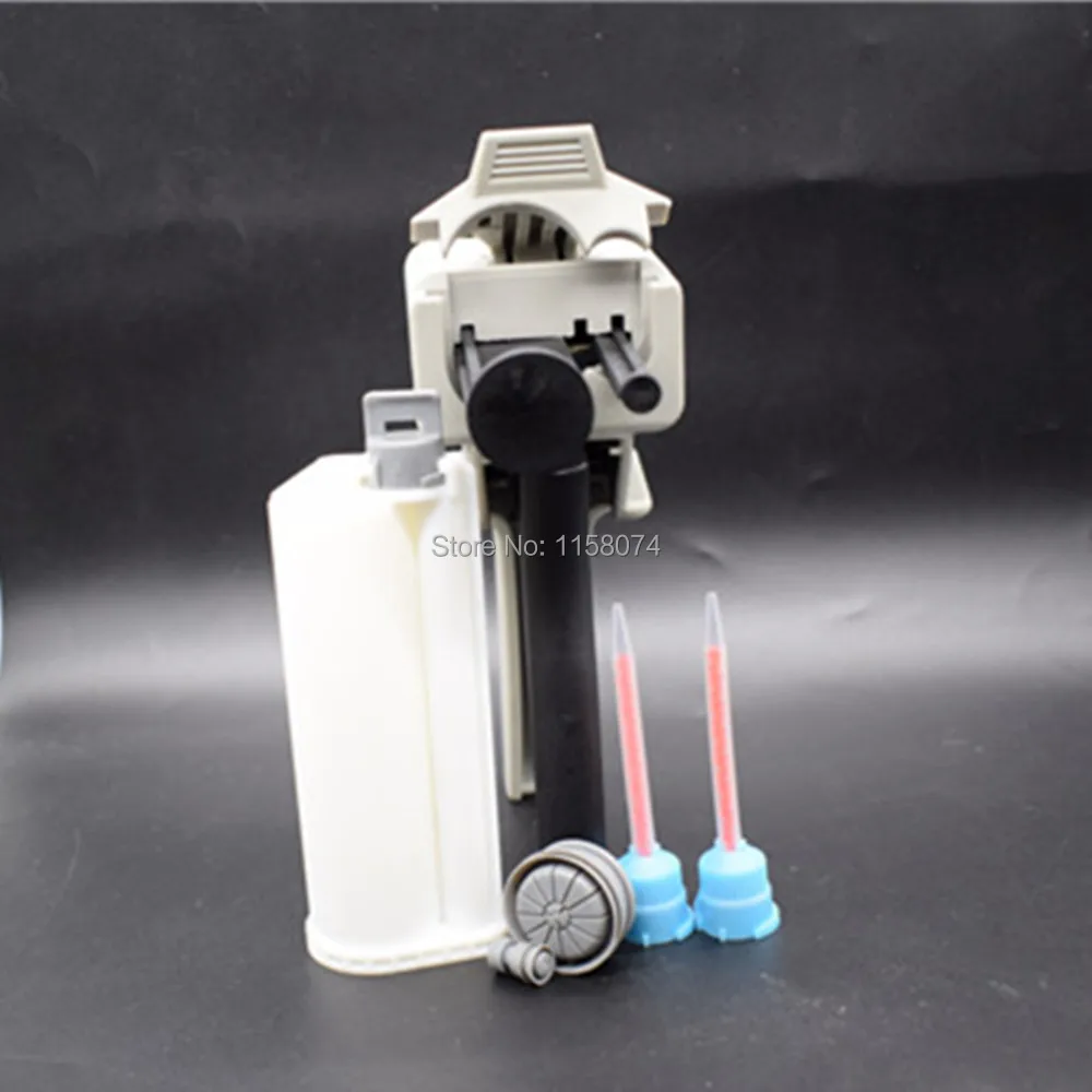 

2pcs Mixing Nozzle Mixer + 10:1 50ml Dispensing Gun Epoxy Resin Gun Dispenser Applicator + 50ml Glue Cartridge (Ratio 10:1)
