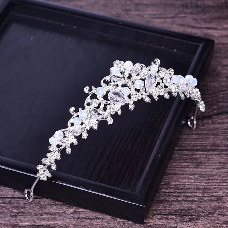 Rhinestone Fashion Tiara Crown Beaded Headdress Hair Accessories for Wedding Girls Birthday Party Headband Jewelry Gift Handmade | Украшения