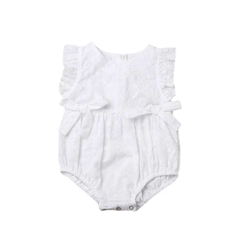 

Newborn Baby Girls Clothes Floral Bowknot Bodysuit One-piece Jumpsuit Sleeveless Hollow Out Jumpsuit Bodysuit Girl Clothes 0-24M