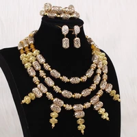 dudo jewelry luxury gold dubai necklace african jewelry set beads 3 layers fashion nigerian wedding beads set free shipping 2019